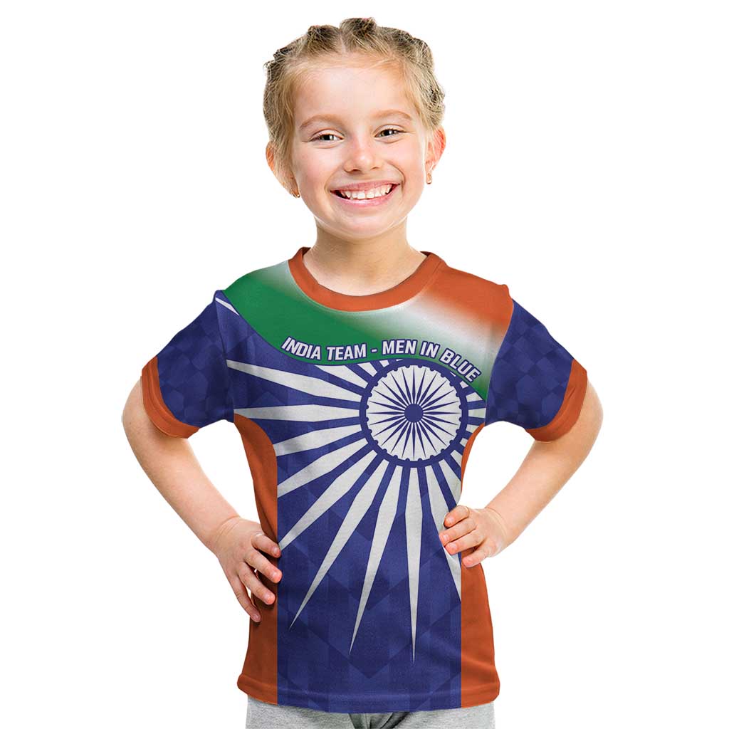 India Cricket Custom Kid T Shirt Ashoka Chakra with Flag Style - Vibe Hoodie Shop