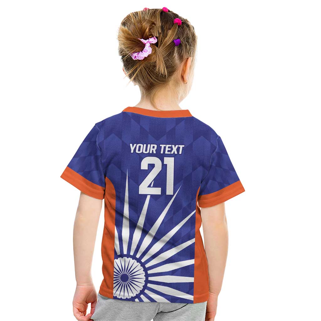 India Cricket Custom Kid T Shirt Ashoka Chakra with Flag Style - Vibe Hoodie Shop