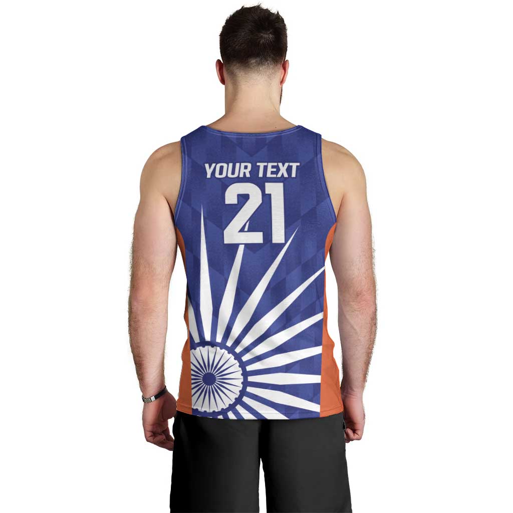 India Cricket Custom Men Tank Top Ashoka Chakra with Flag Style - Vibe Hoodie Shop