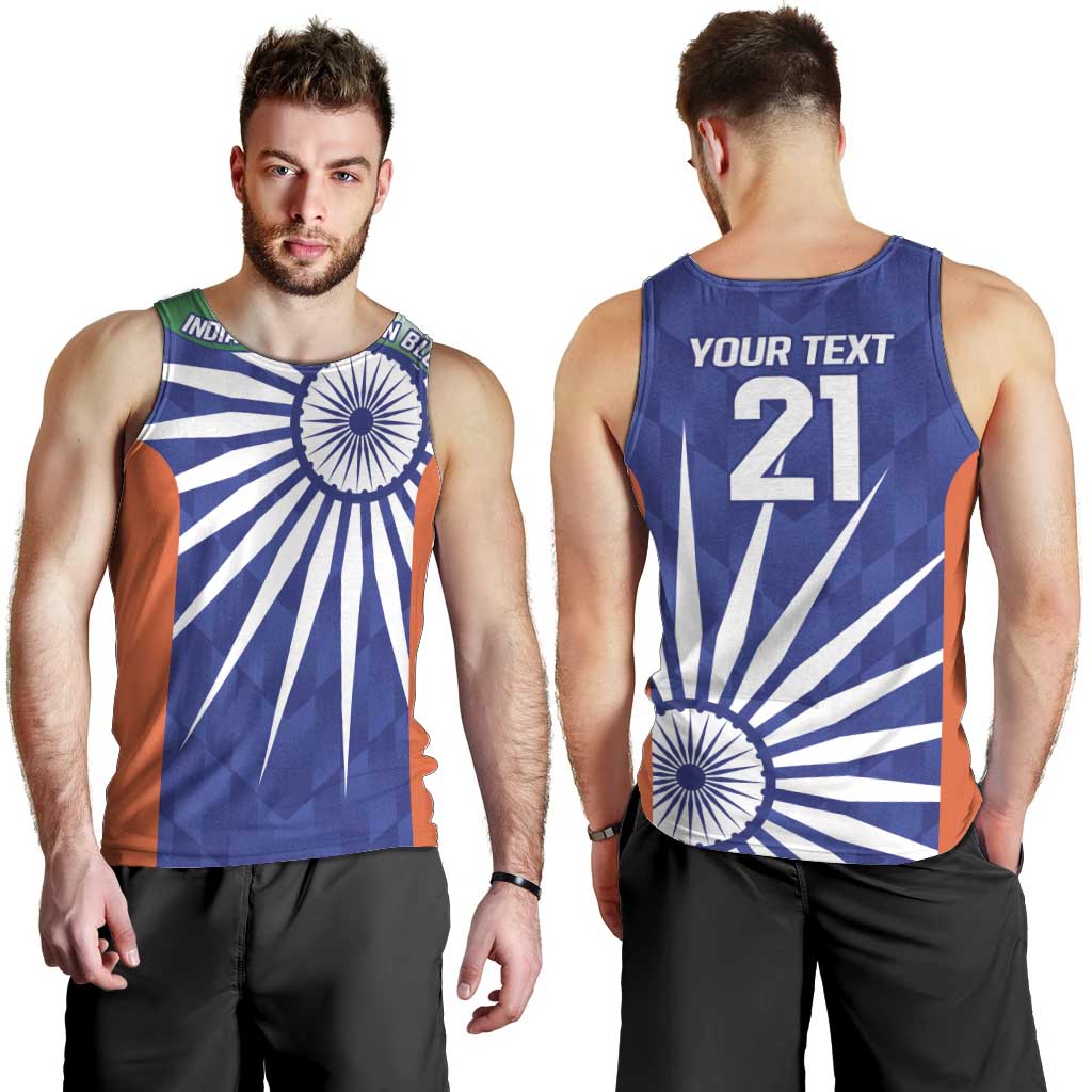 India Cricket Custom Men Tank Top Ashoka Chakra with Flag Style - Vibe Hoodie Shop