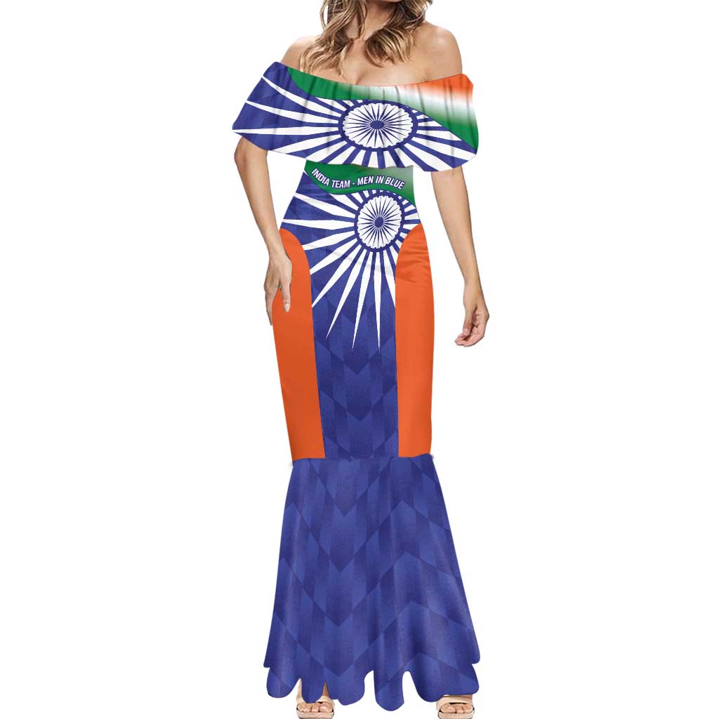 India Cricket Custom Mermaid Dress Ashoka Chakra with Flag Style