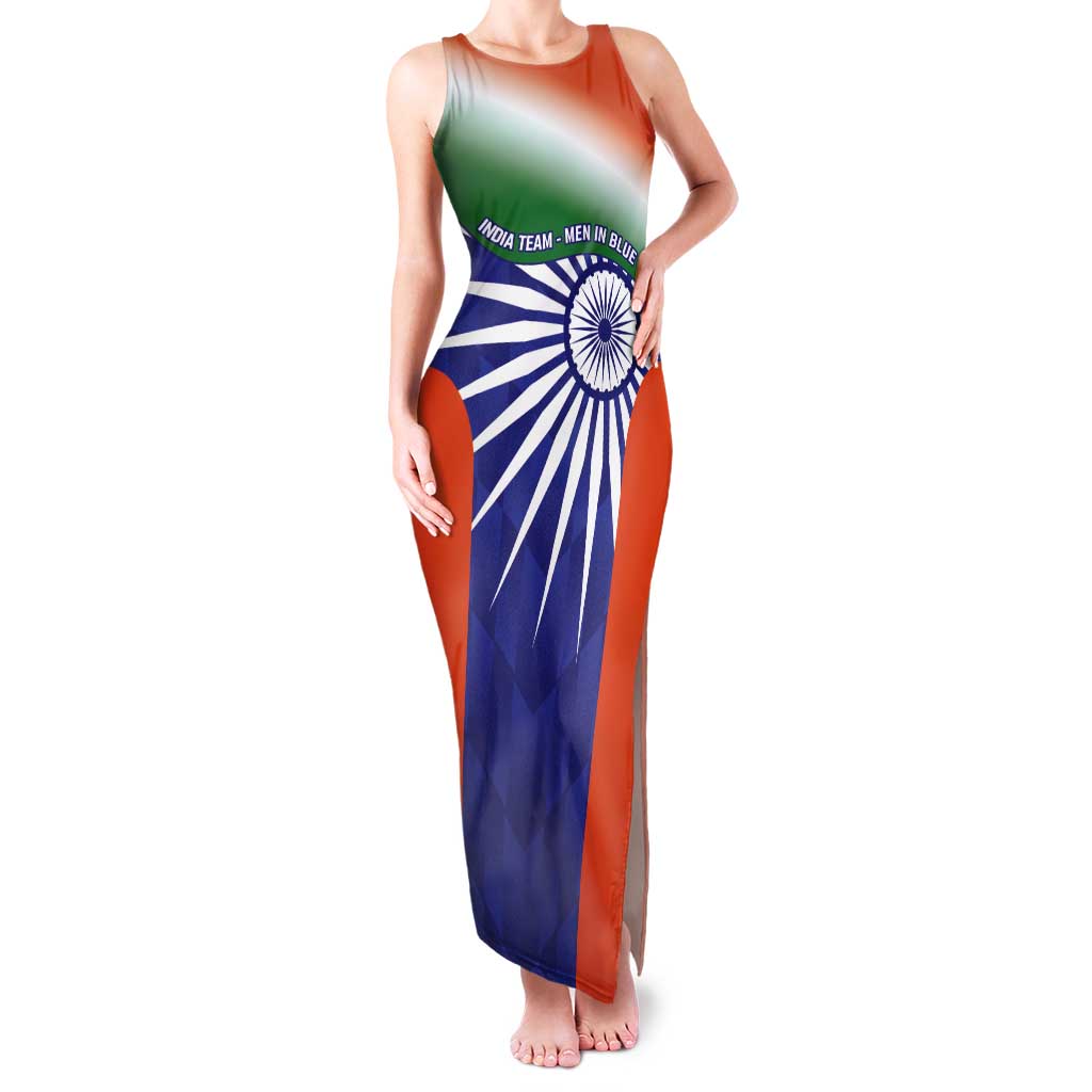 India Cricket Custom Tank Maxi Dress Ashoka Chakra with Flag Style