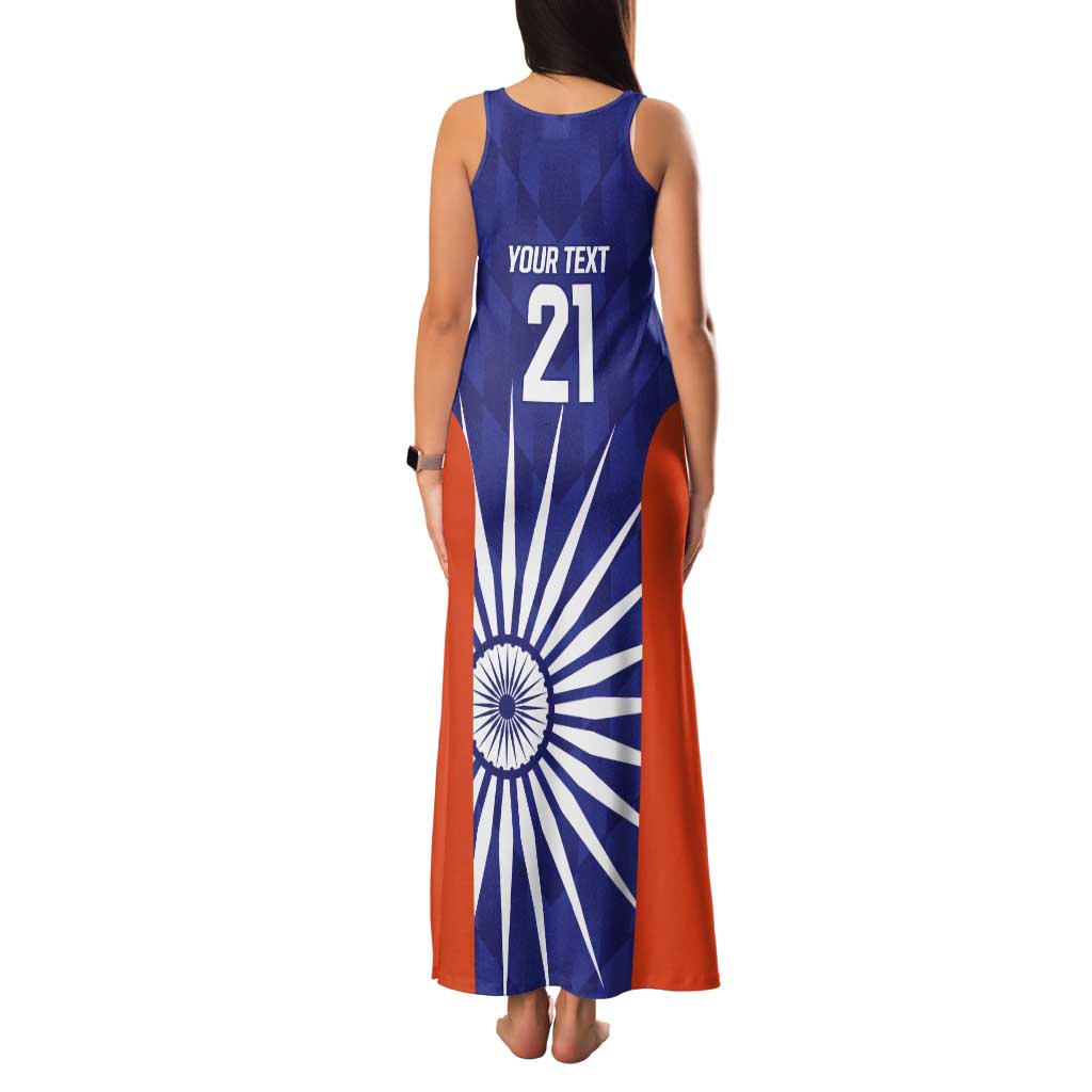 India Cricket Custom Tank Maxi Dress Ashoka Chakra with Flag Style