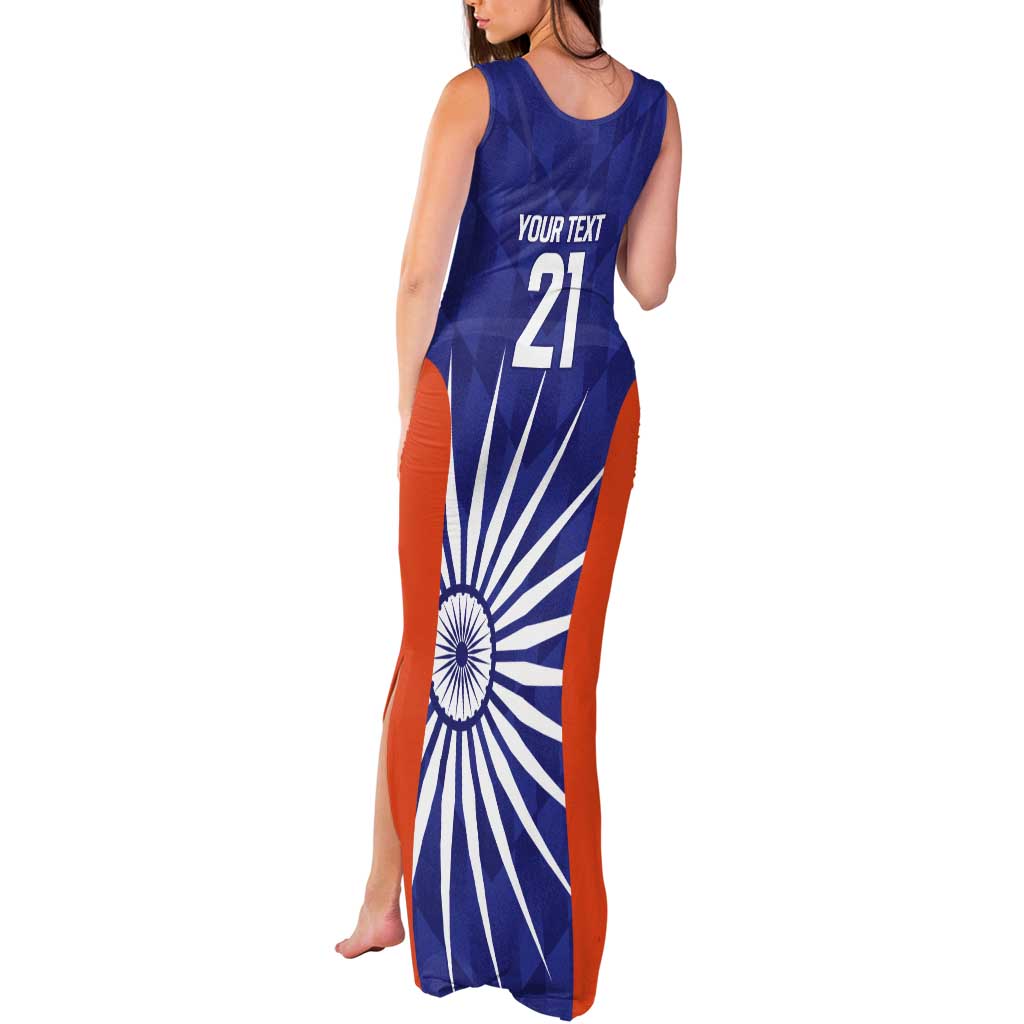 India Cricket Custom Tank Maxi Dress Ashoka Chakra with Flag Style