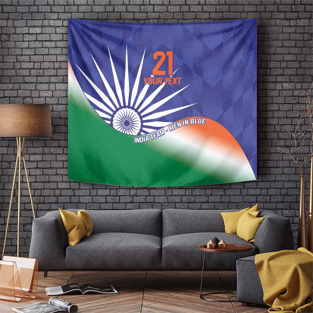 India Cricket Custom Tapestry Ashoka Chakra with Flag Style - Vibe Hoodie Shop