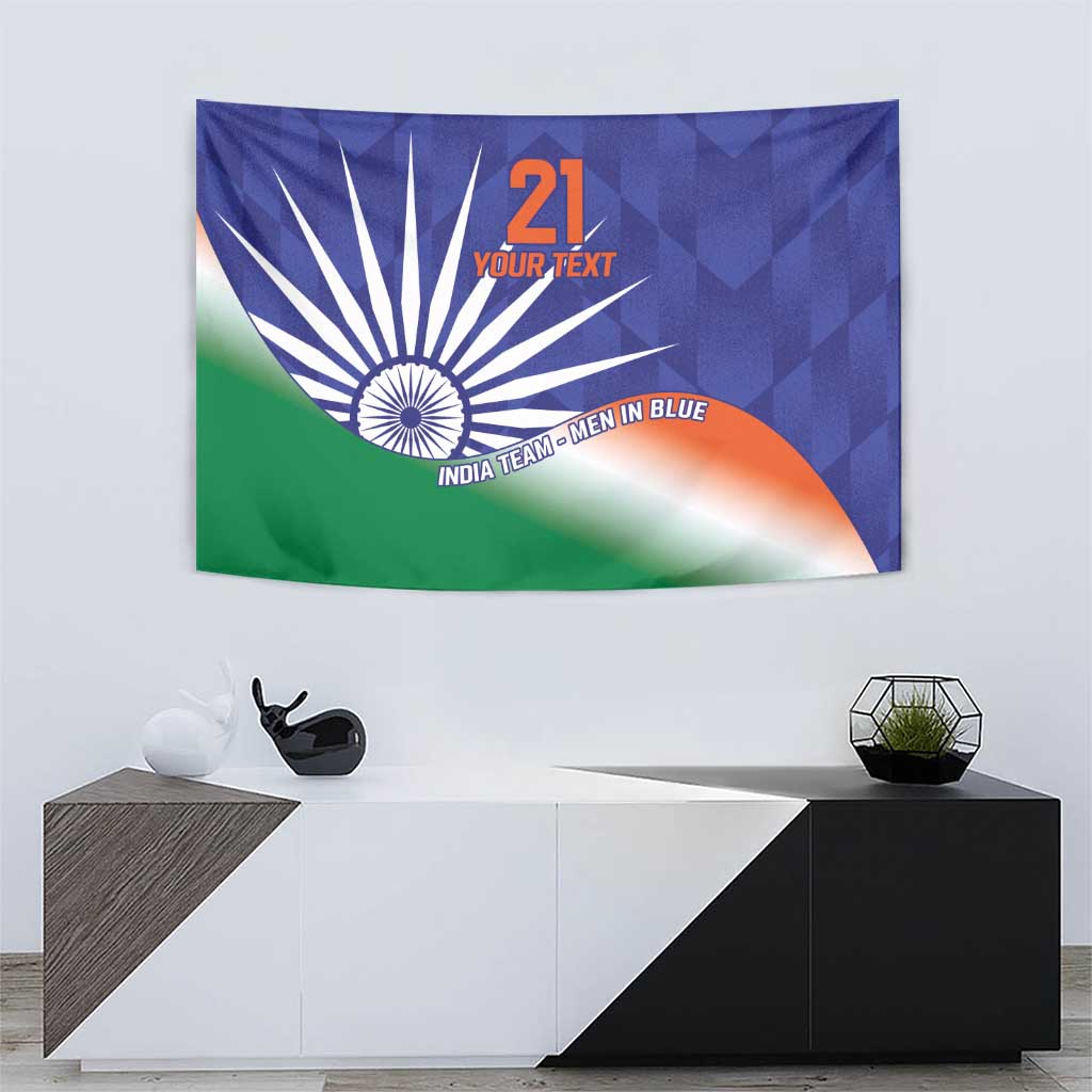 India Cricket Custom Tapestry Ashoka Chakra with Flag Style - Vibe Hoodie Shop