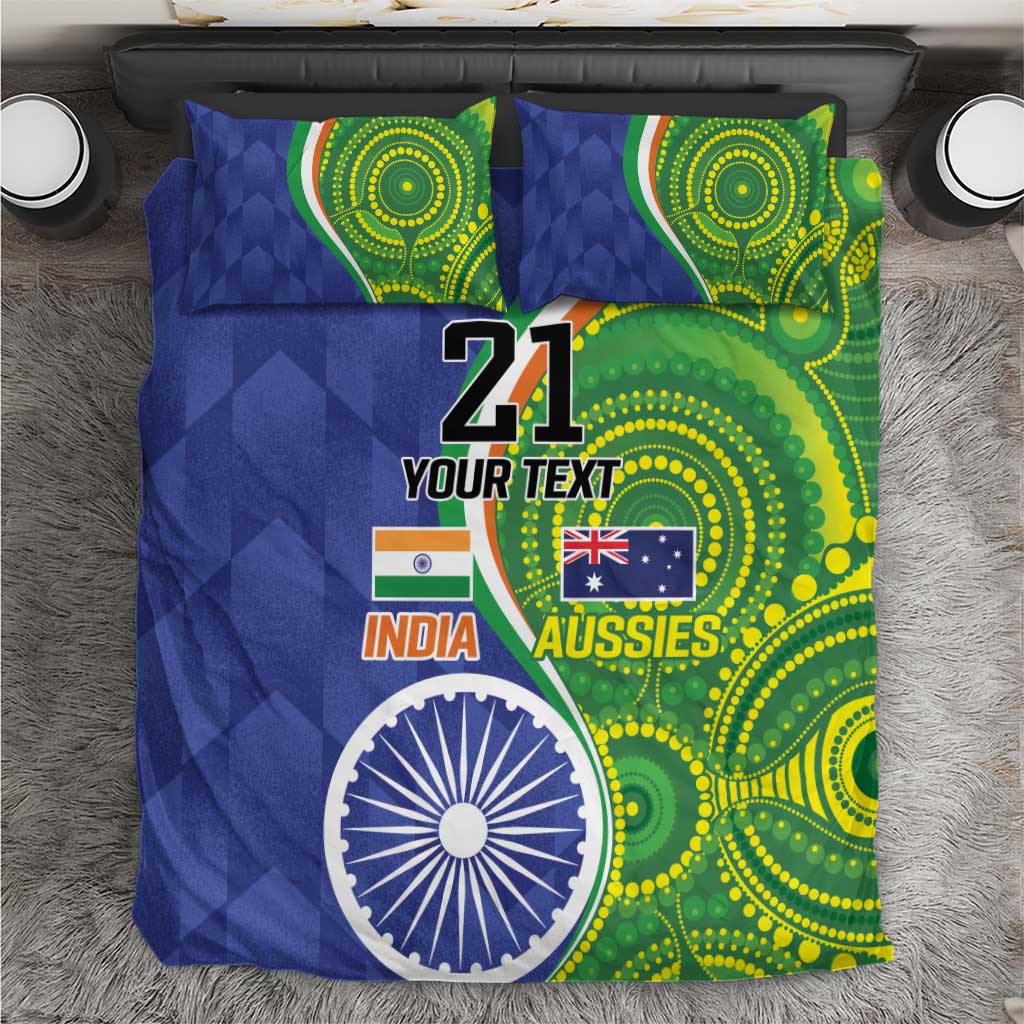India Vs Australian Cricket Custom Bedding Set Ashoka Chakra and Aboriginal Together - Vibe Hoodie Shop