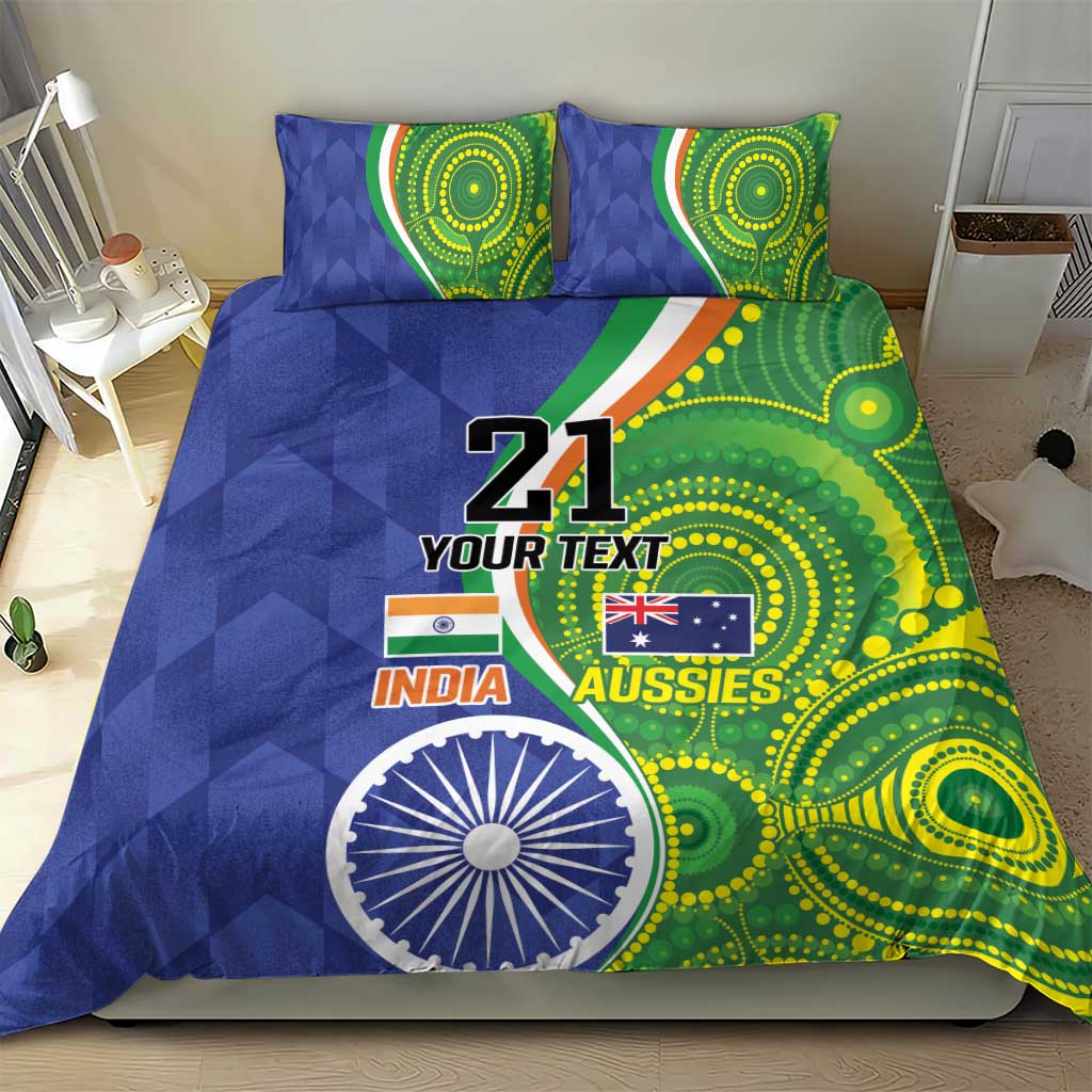 India Vs Australian Cricket Custom Bedding Set Ashoka Chakra and Aboriginal Together - Vibe Hoodie Shop