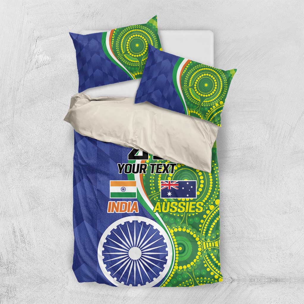 India Vs Australian Cricket Custom Bedding Set Ashoka Chakra and Aboriginal Together - Vibe Hoodie Shop