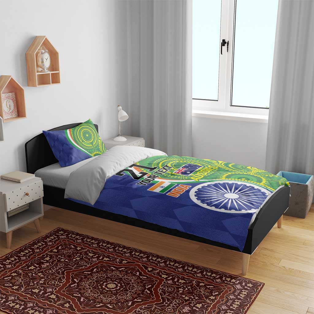 India Vs Australian Cricket Custom Bedding Set Ashoka Chakra and Aboriginal Together - Vibe Hoodie Shop