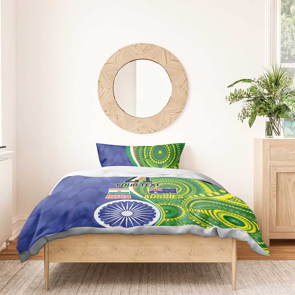 India Vs Australian Cricket Custom Bedding Set Ashoka Chakra and Aboriginal Together - Vibe Hoodie Shop