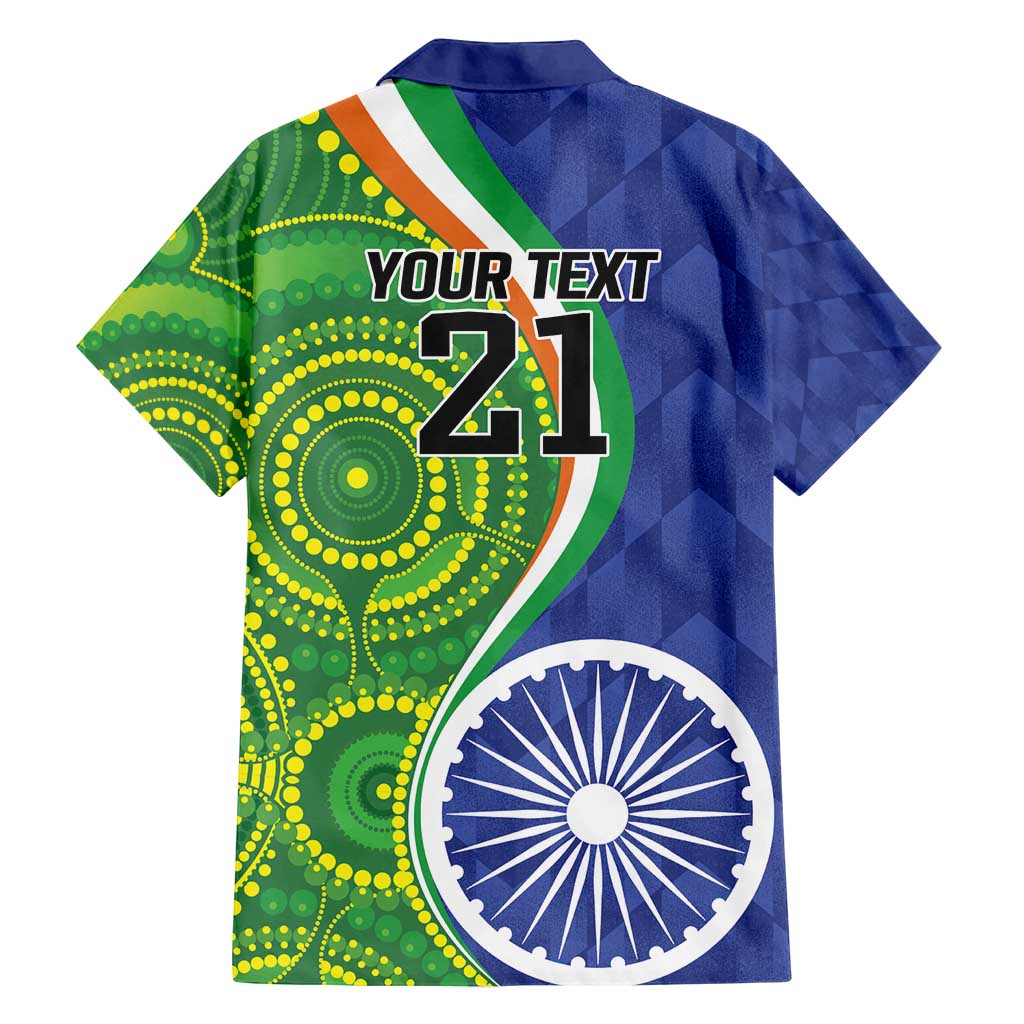 India Vs Australian Cricket Custom Family Matching Long Sleeve Bodycon Dress and Hawaiian Shirt Ashoka Chakra and Aboriginal Together