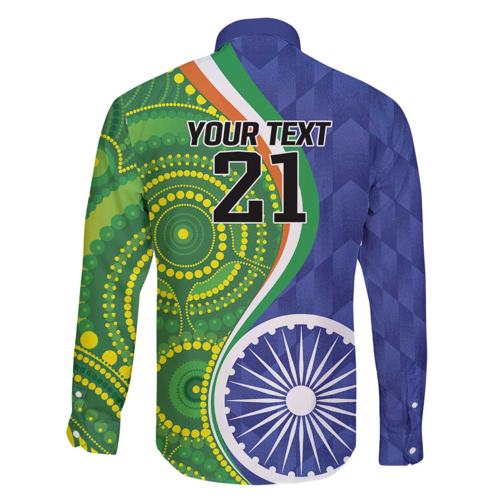 India Vs Australian Cricket Custom Family Matching Long Sleeve Bodycon Dress and Hawaiian Shirt Ashoka Chakra and Aboriginal Together