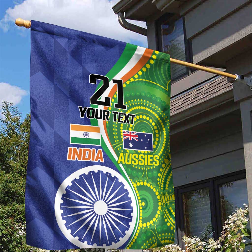 India Vs Australian Cricket Custom Garden Flag Ashoka Chakra and Aboriginal Together - Vibe Hoodie Shop