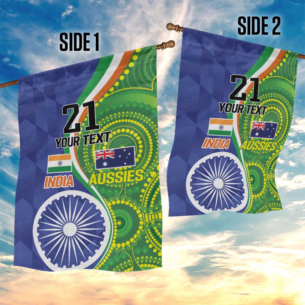 India Vs Australian Cricket Custom Garden Flag Ashoka Chakra and Aboriginal Together - Vibe Hoodie Shop