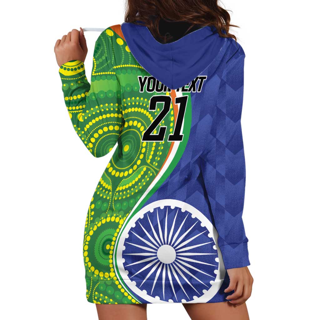 India Vs Australian Cricket Custom Hoodie Dress Ashoka Chakra and Aboriginal Together - Vibe Hoodie Shop