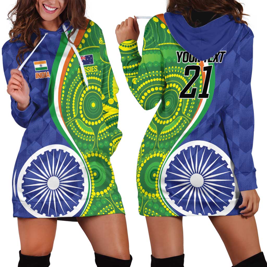 India Vs Australian Cricket Custom Hoodie Dress Ashoka Chakra and Aboriginal Together - Vibe Hoodie Shop