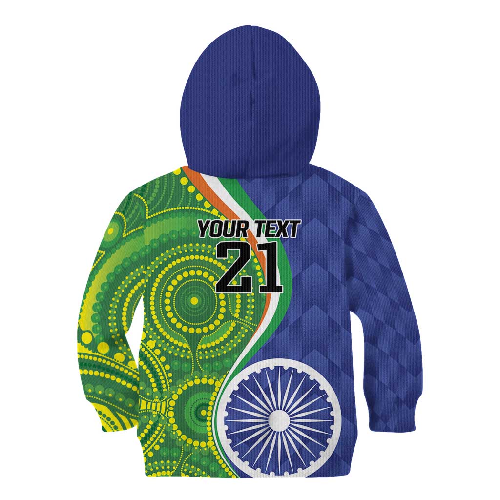 India Vs Australian Cricket Custom Kid Hoodie Ashoka Chakra and Aboriginal Together - Vibe Hoodie Shop