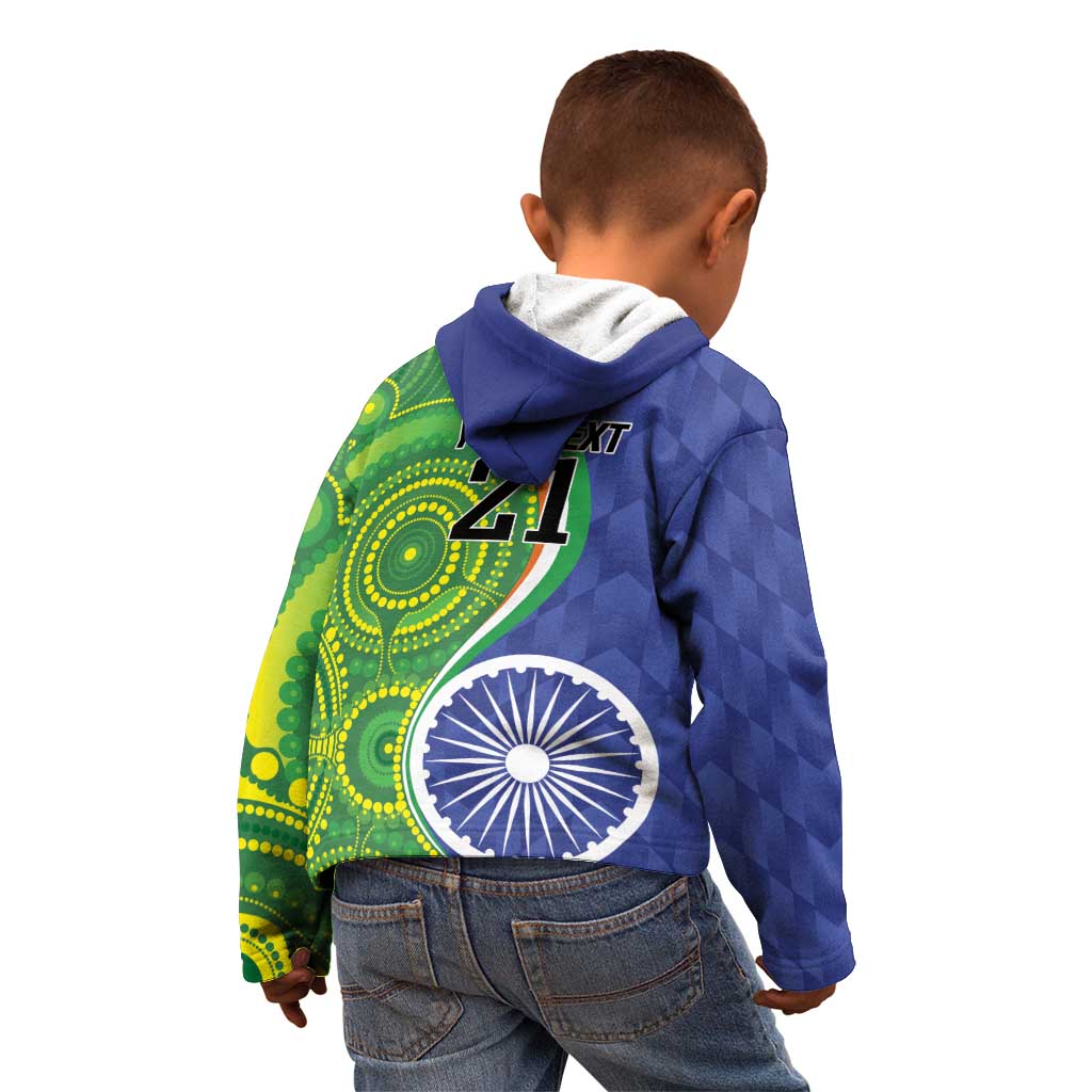 India Vs Australian Cricket Custom Kid Hoodie Ashoka Chakra and Aboriginal Together - Vibe Hoodie Shop