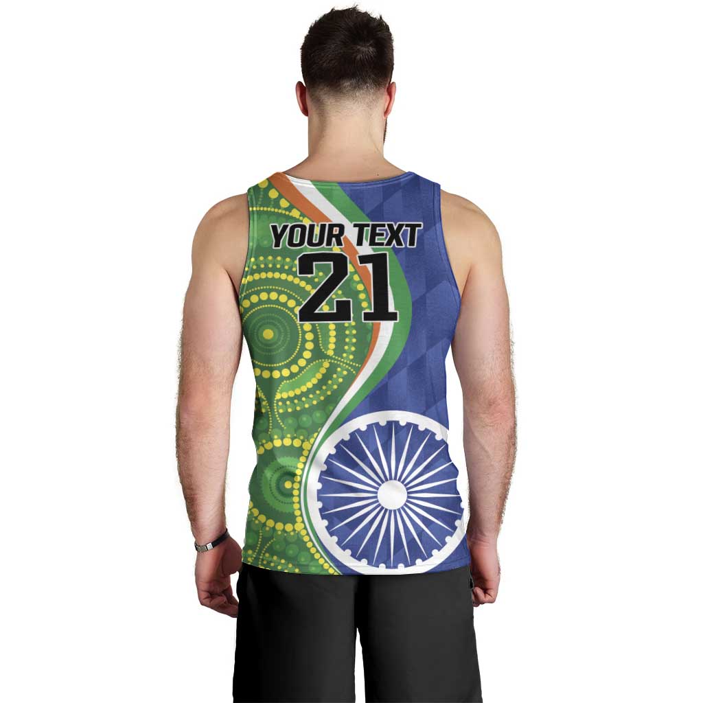 India Vs Australian Cricket Custom Men Tank Top Ashoka Chakra and Aboriginal Together - Vibe Hoodie Shop