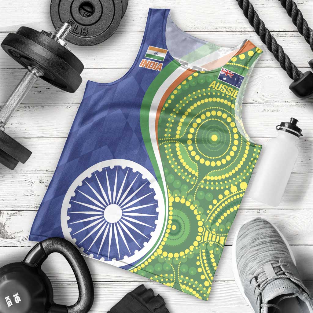 India Vs Australian Cricket Custom Men Tank Top Ashoka Chakra and Aboriginal Together - Vibe Hoodie Shop