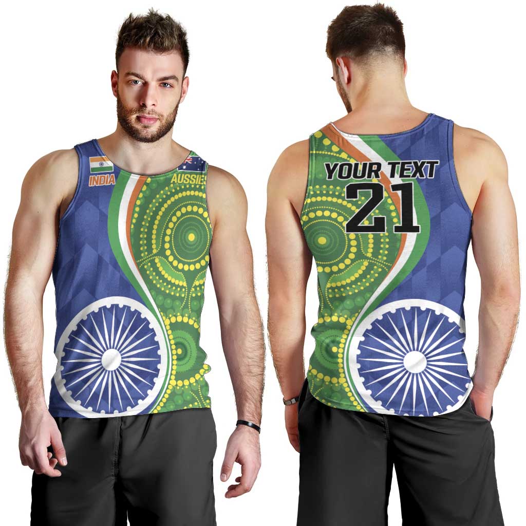 India Vs Australian Cricket Custom Men Tank Top Ashoka Chakra and Aboriginal Together - Vibe Hoodie Shop