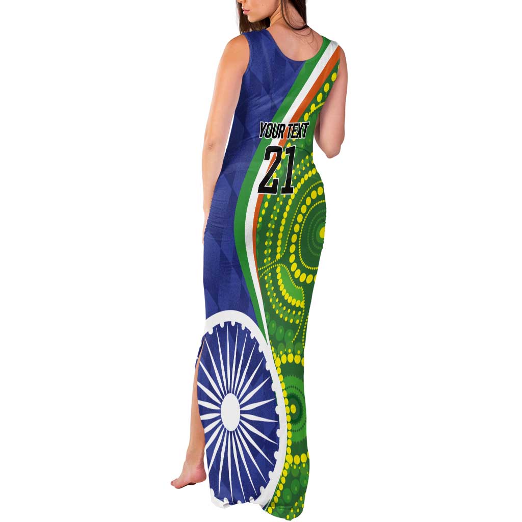 India Vs Australian Cricket Custom Tank Maxi Dress Ashoka Chakra and Aboriginal Together