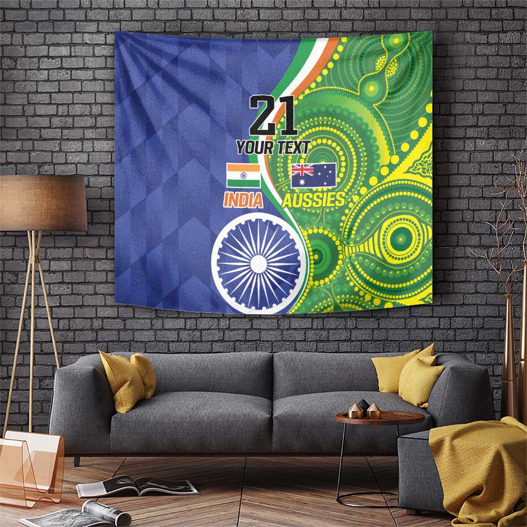 India Vs Australian Cricket Custom Tapestry Ashoka Chakra and Aboriginal Together - Vibe Hoodie Shop