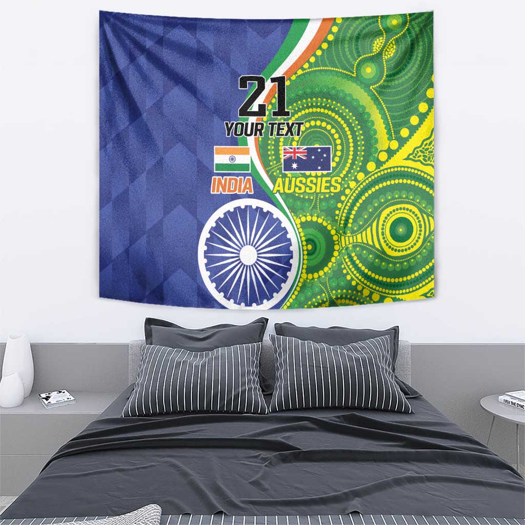 India Vs Australian Cricket Custom Tapestry Ashoka Chakra and Aboriginal Together - Vibe Hoodie Shop