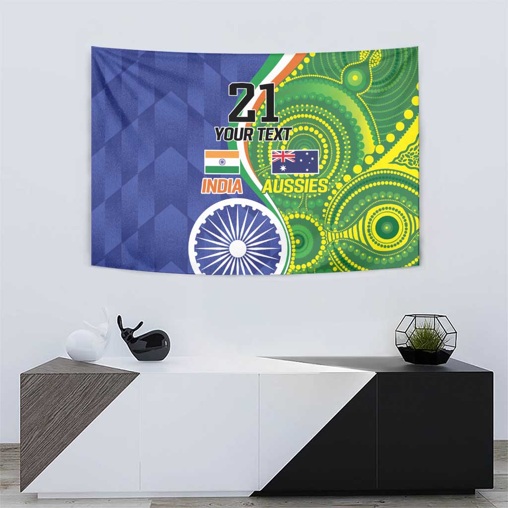 India Vs Australian Cricket Custom Tapestry Ashoka Chakra and Aboriginal Together - Vibe Hoodie Shop