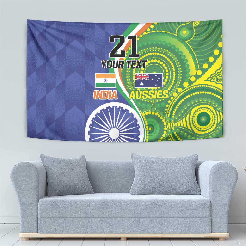 India Vs Australian Cricket Custom Tapestry Ashoka Chakra and Aboriginal Together - Vibe Hoodie Shop