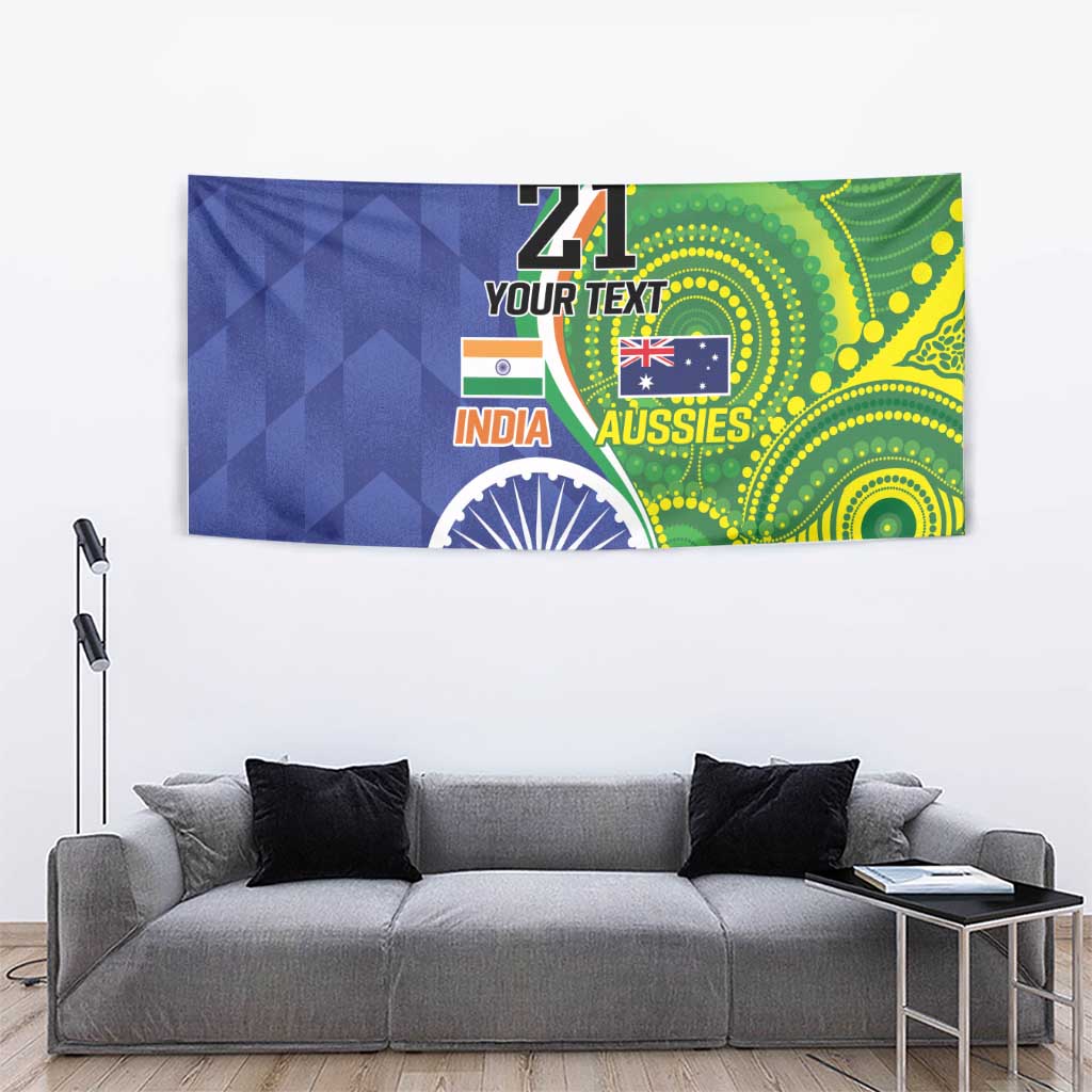 India Vs Australian Cricket Custom Tapestry Ashoka Chakra and Aboriginal Together - Vibe Hoodie Shop