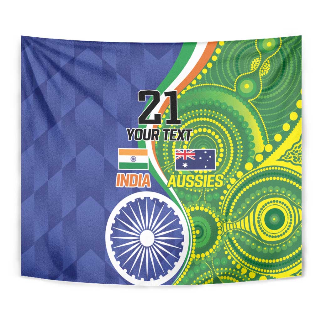 India Vs Australian Cricket Custom Tapestry Ashoka Chakra and Aboriginal Together - Vibe Hoodie Shop