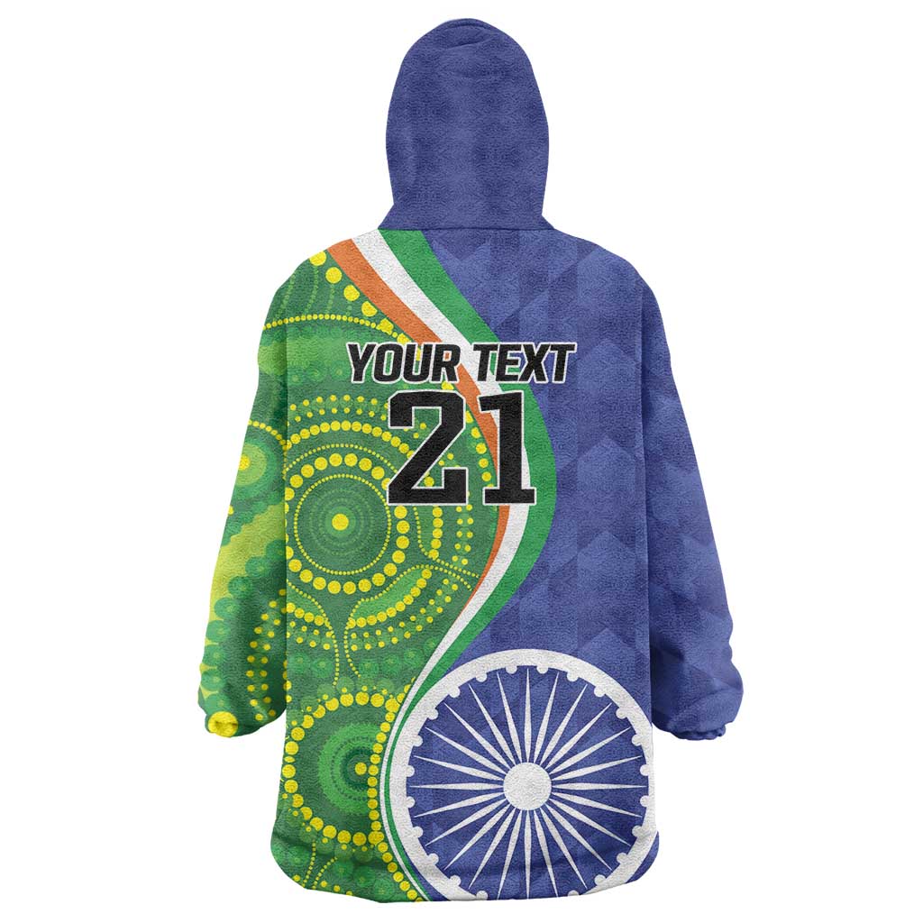 India Vs Australian Cricket Custom Wearable Blanket Hoodie Ashoka Chakra and Aboriginal Together - Vibe Hoodie Shop