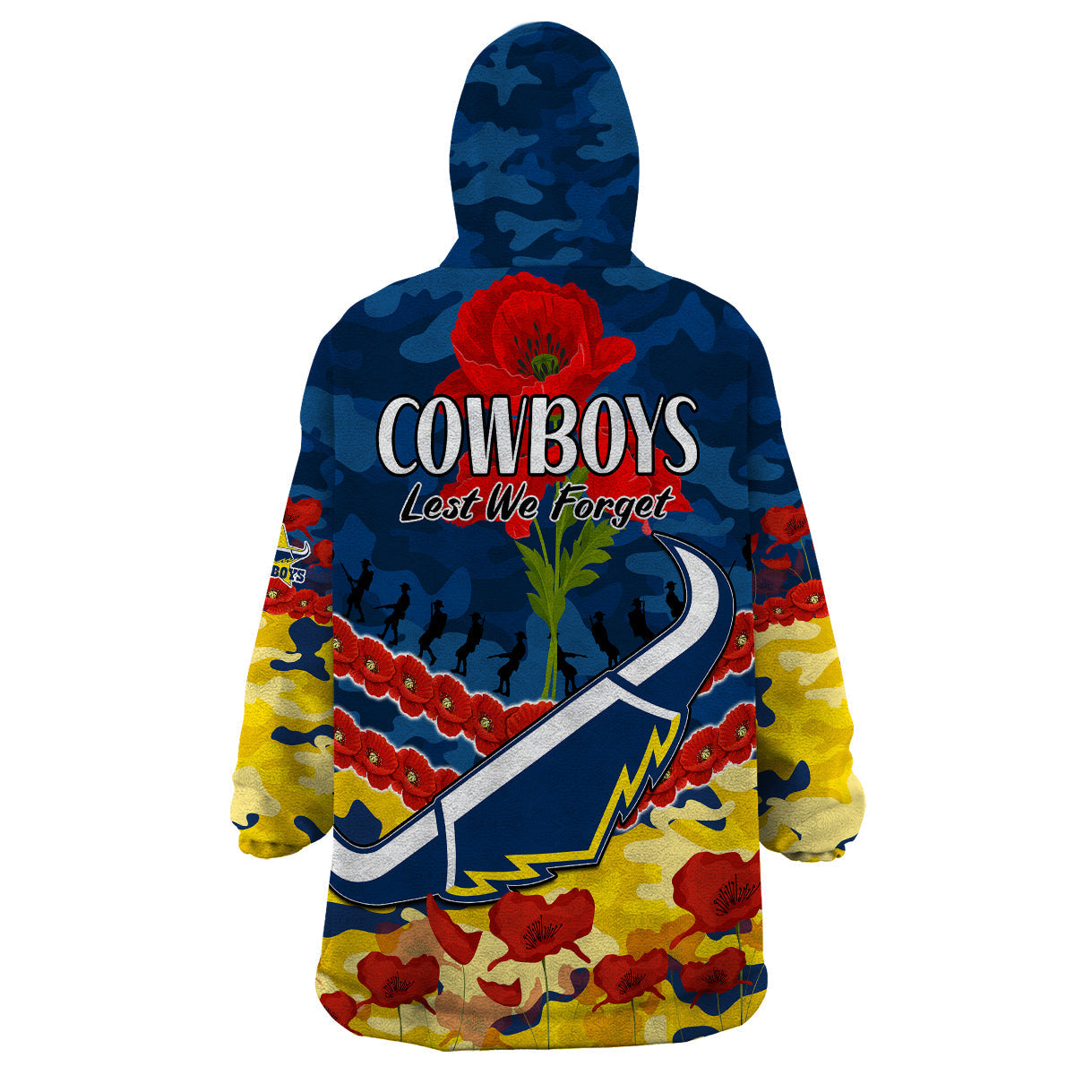 Cowboys Rugby ANZAC Wearable Blanket Hoodie Lest We Forget - Vibe Hoodie Shop