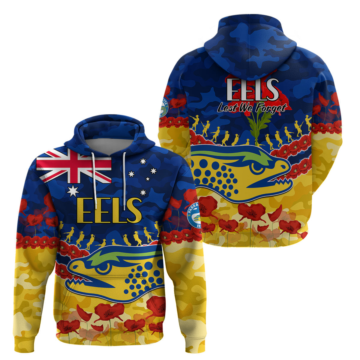 Eels Rugby ANZAC Hoodie Lest We Forget LT9 - Vibe Hoodie Shop