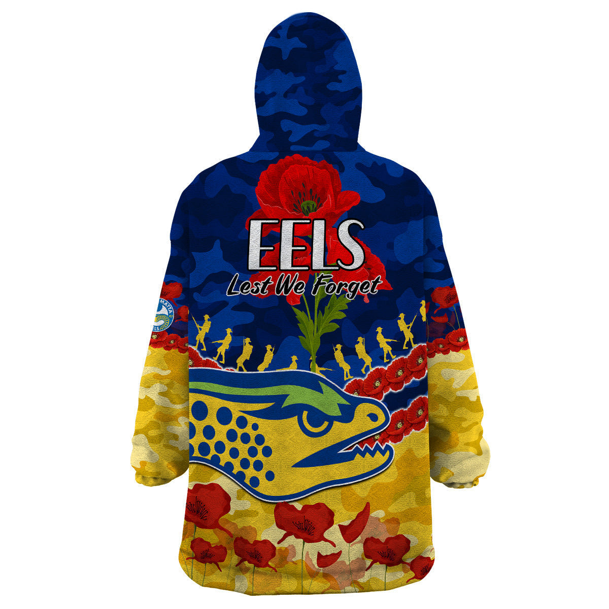 Eels Rugby ANZAC Wearable Blanket Hoodie Lest We Forget - Vibe Hoodie Shop