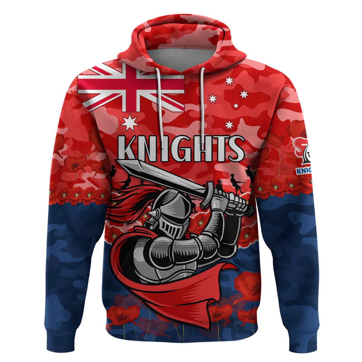Knights Rugby ANZAC Hoodie Lest We Forget LT9 - Vibe Hoodie Shop