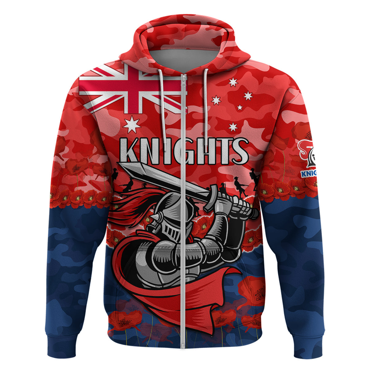 Knights Rugby ANZAC Hoodie Lest We Forget LT9 - Vibe Hoodie Shop