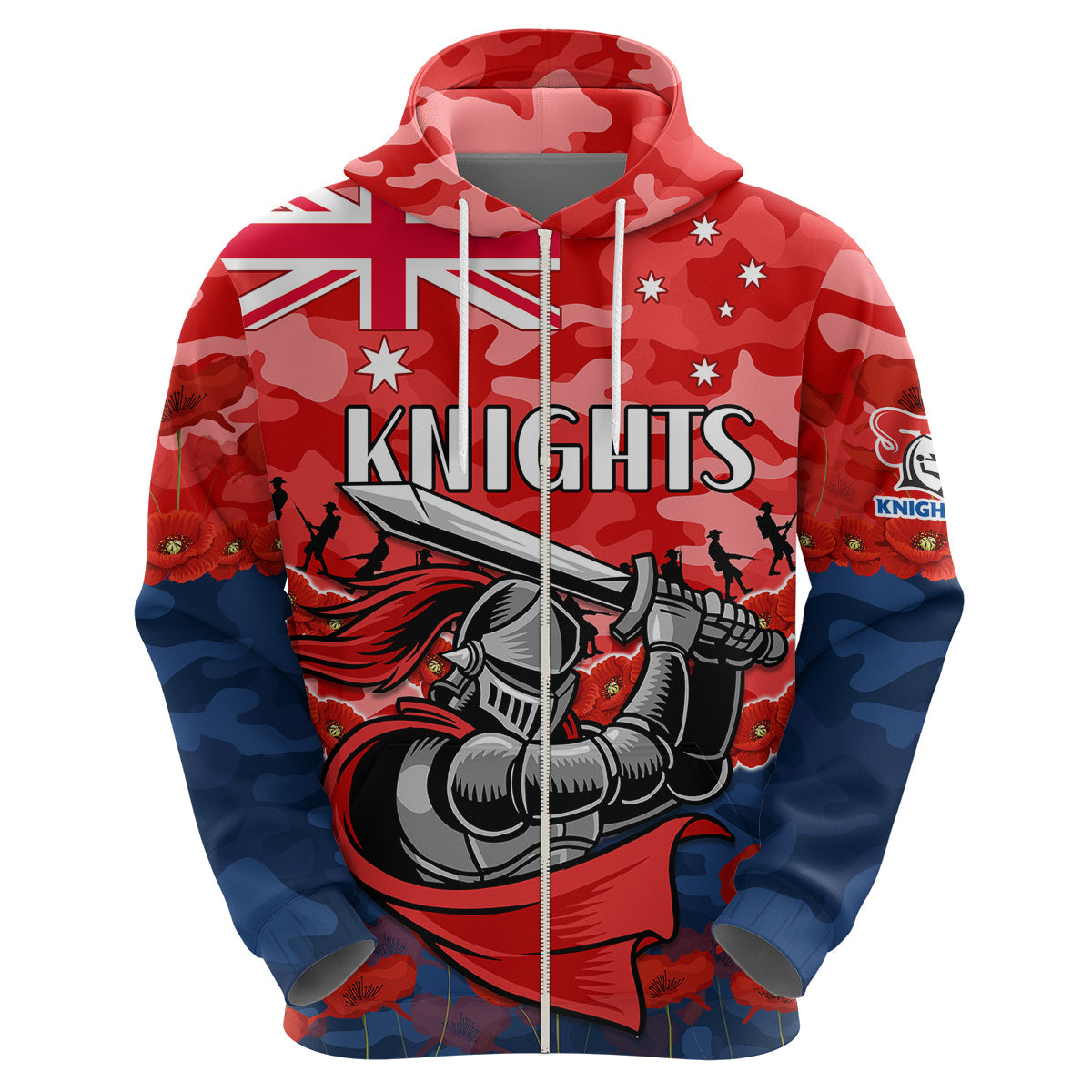 Knights Rugby ANZAC Hoodie Lest We Forget LT9 - Vibe Hoodie Shop