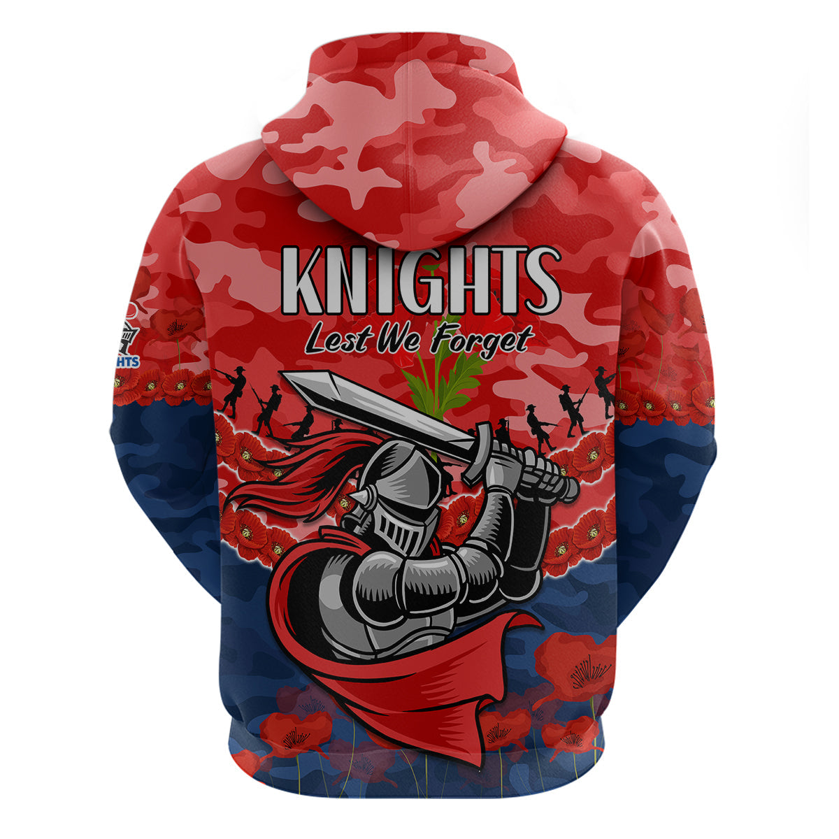 Knights Rugby ANZAC Hoodie Lest We Forget LT9 - Vibe Hoodie Shop