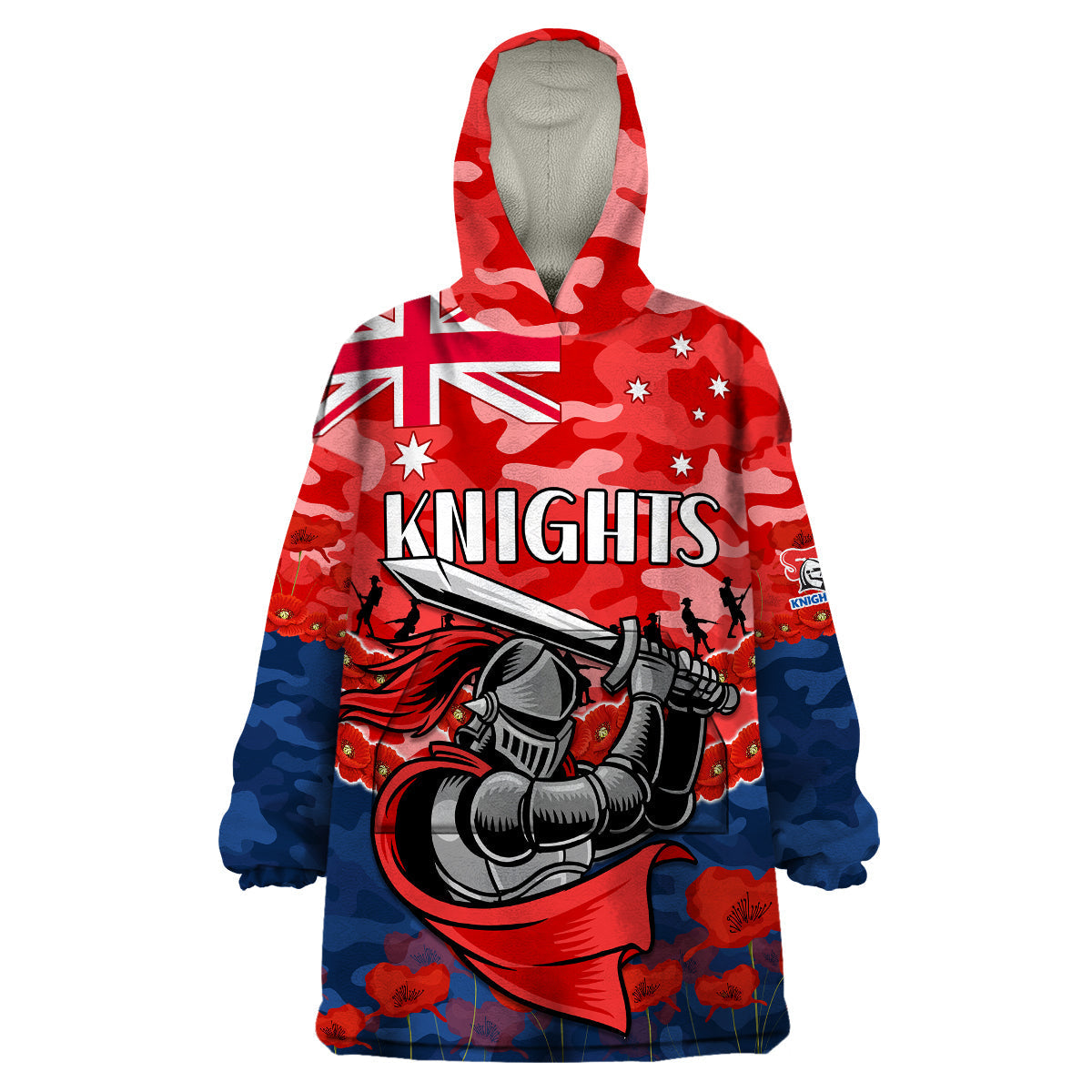 Knights Rugby ANZAC Wearable Blanket Hoodie Lest We Forget - Vibe Hoodie Shop