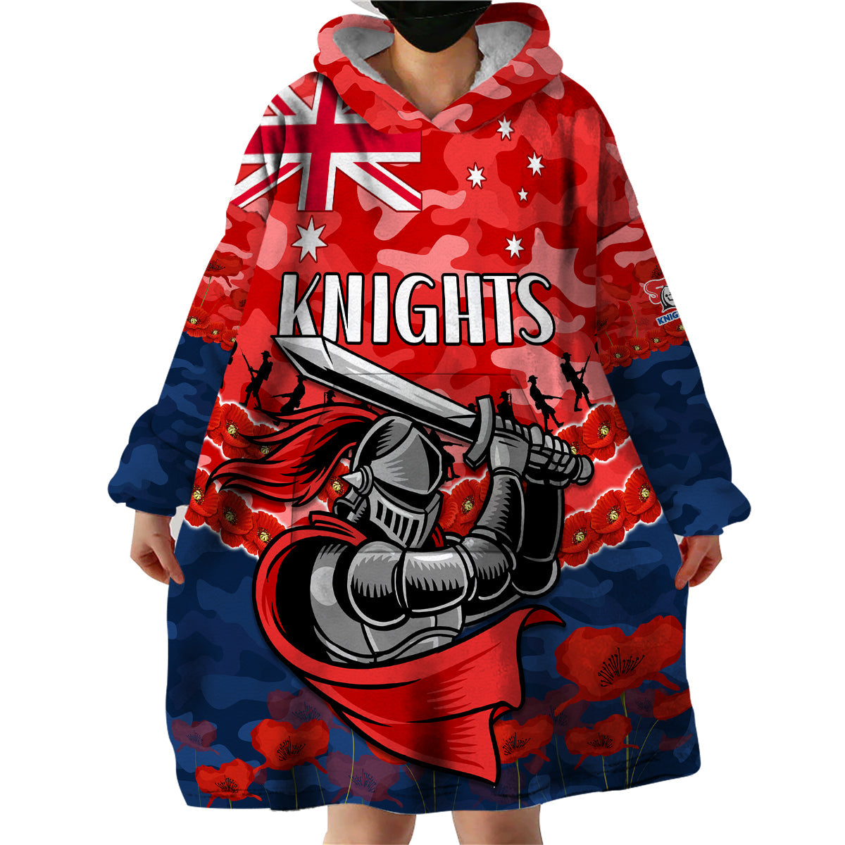 Knights Rugby ANZAC Wearable Blanket Hoodie Lest We Forget - Vibe Hoodie Shop