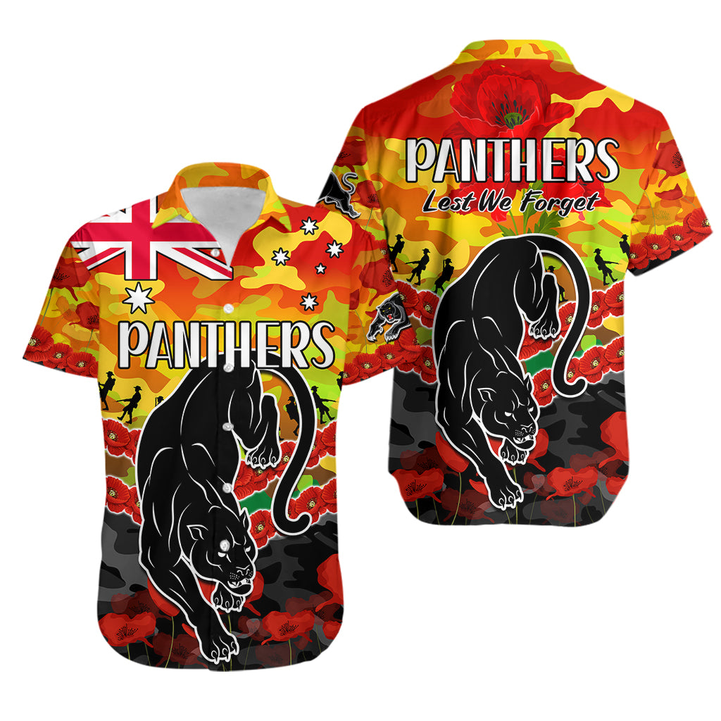 Panthers Rugby ANZAC Hawaiian Shirt Lest We Forget - Vibe Hoodie Shop