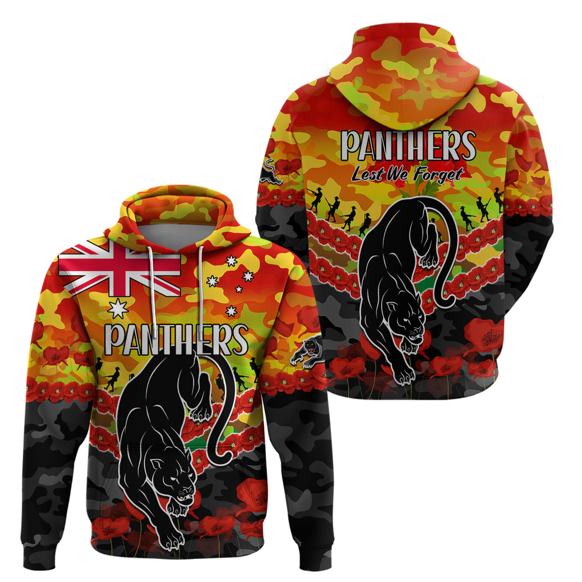 Panthers Rugby ANZAC Hoodie Lest We Forget LT9 - Vibe Hoodie Shop