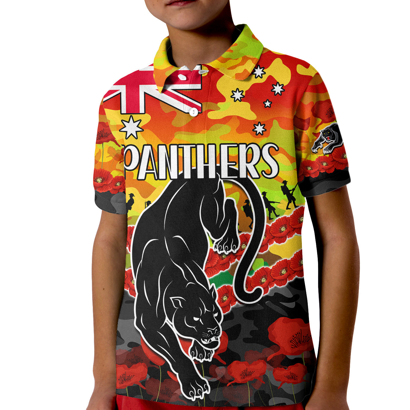 Panthers Rugby ANZAC Kid Polo Shirt Lest We Forget - Vibe Hoodie Shop