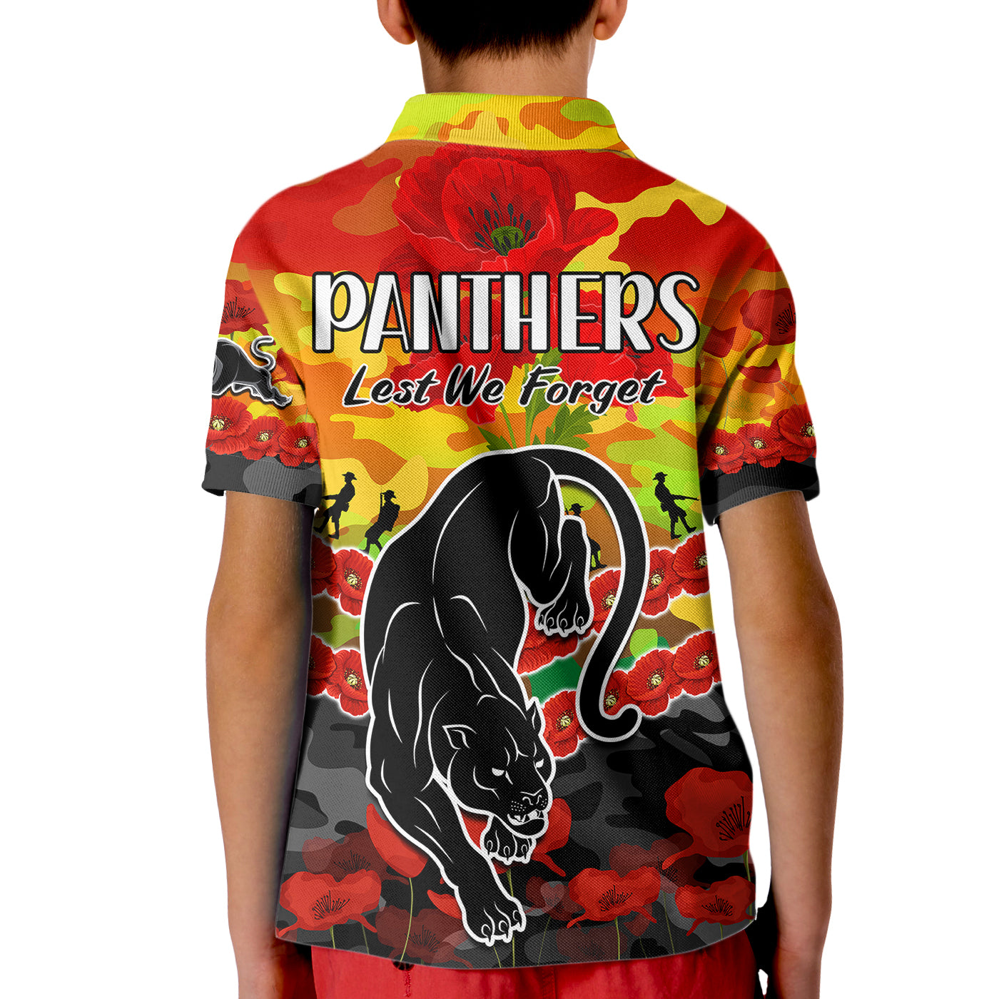 Panthers Rugby ANZAC Kid Polo Shirt Lest We Forget - Vibe Hoodie Shop