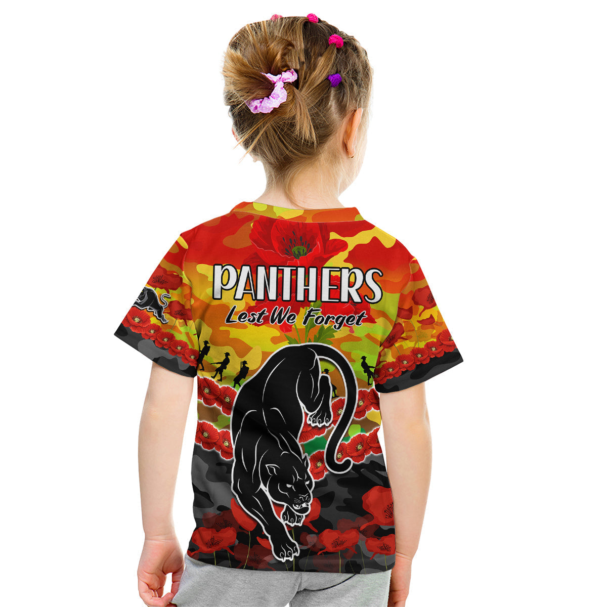 Panthers Rugby ANZAC Kid T Shirt Lest We Forget - Vibe Hoodie Shop