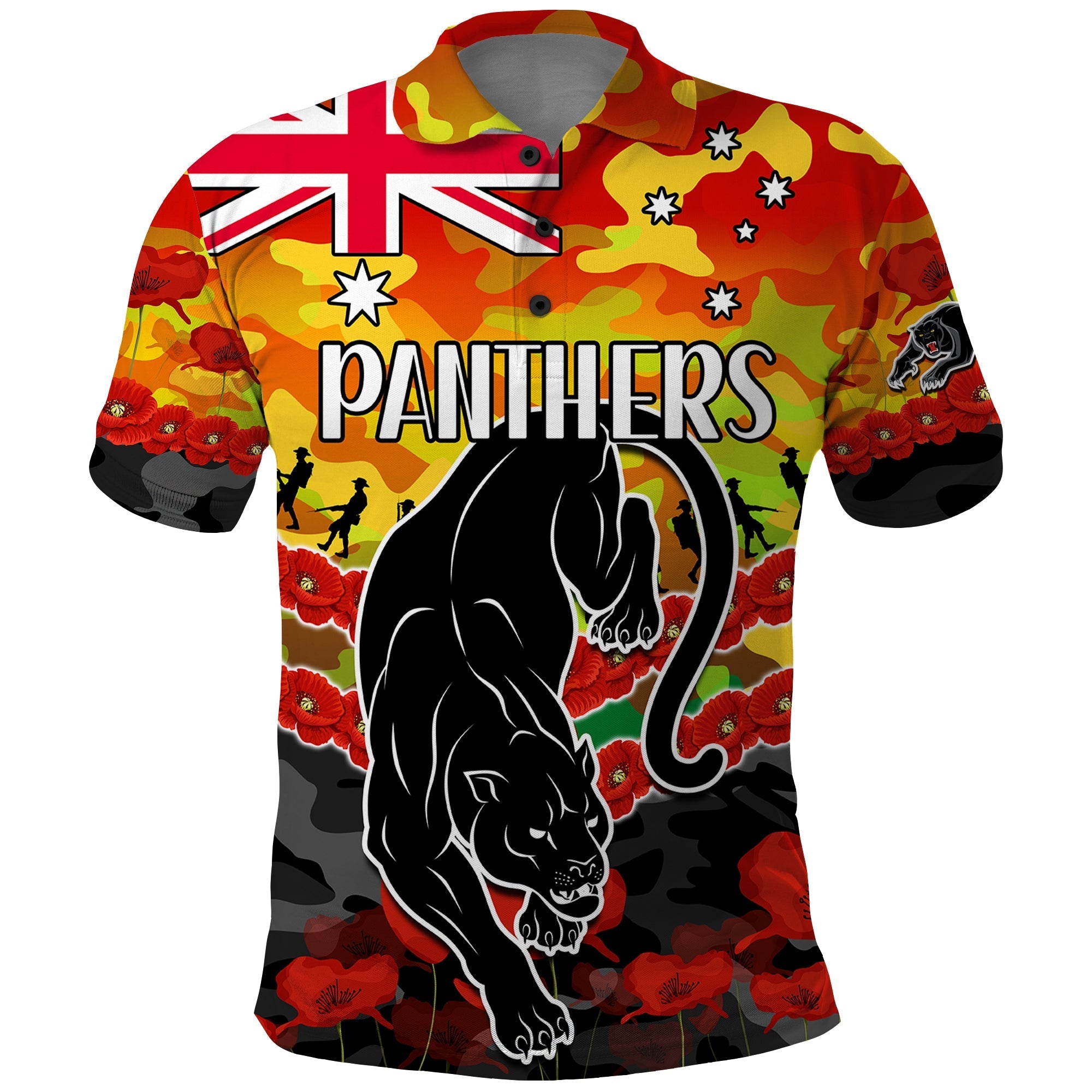 Panthers Rugby ANZAC Polo Shirt Lest We Forget LT9 - Vibe Hoodie Shop