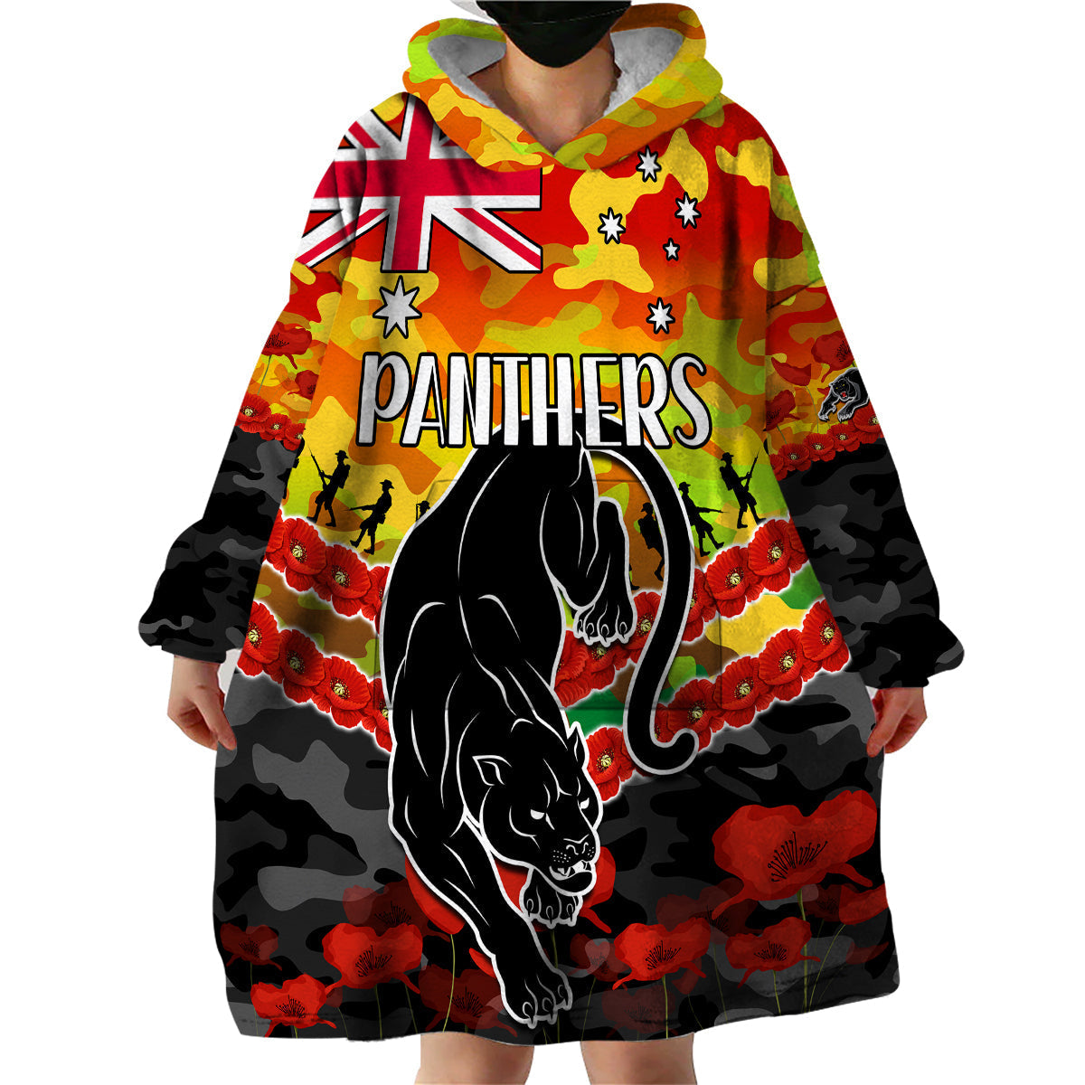 Panthers Rugby ANZAC Wearable Blanket Hoodie Lest We Forget - Vibe Hoodie Shop